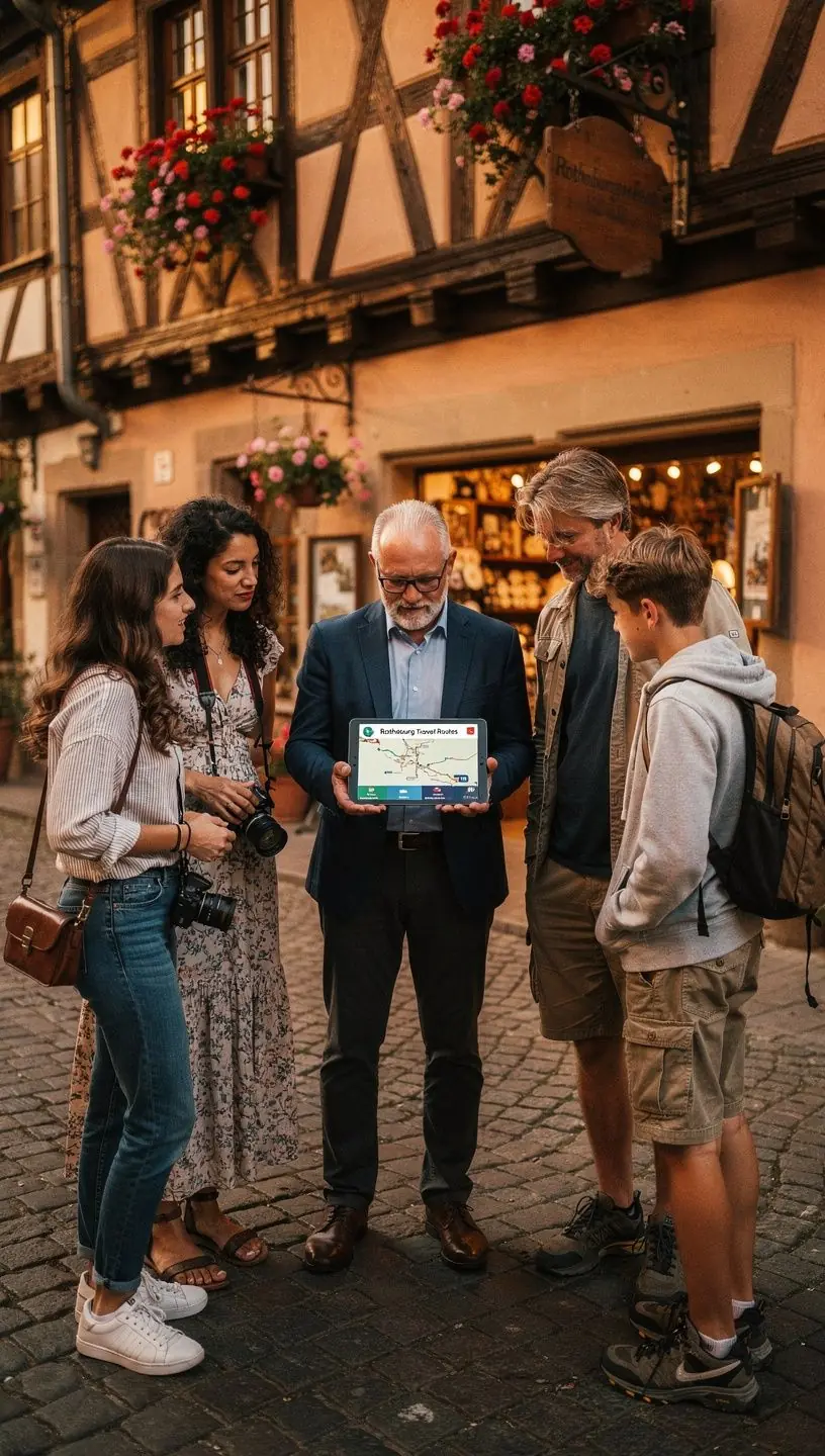 Nahaufnahme eines Offline-Reiseplaners, der Planungsschritte und Tipps für individuelle Routen erläutert